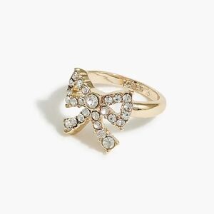 J.Crew Crystal Bow Ring, Goldtone, Size 8